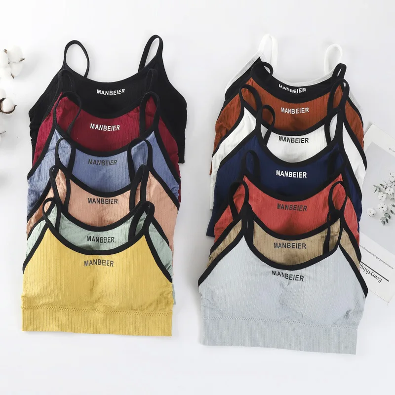 Letter Braces Backless Crop-Top Bandeau Women's Puberty Vest Underwear without Steel Ring