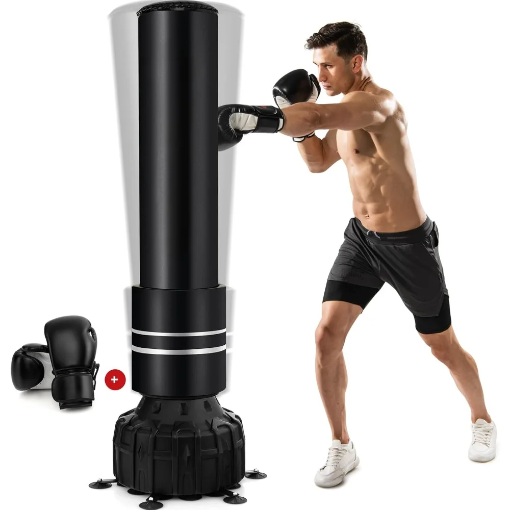 Freestanding boxing bag , boxing gloves, padded base, taekwondo bag with bracket, suitable for adult young men and women