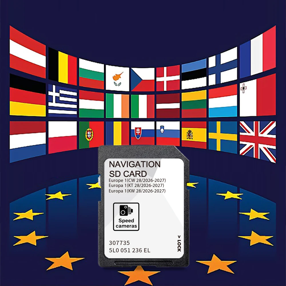 

SD-карта GPS-карта Европа 2026 для Skoda Superb Fabia Rapid Yeti Discover Media MIB2 ECE 5L0051236EG 32 ГБ