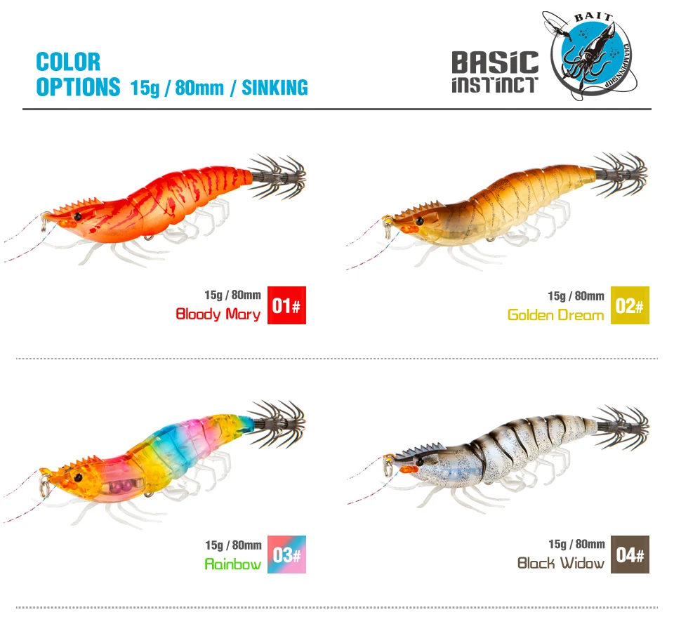 15g Tintenfisch Jig Langsam sinkende Tintenfisch Egi Köder Künstliche Calamar Oktopus Köder Fisch für Garnelen Haken Meeresangeln Köder – Detail 4