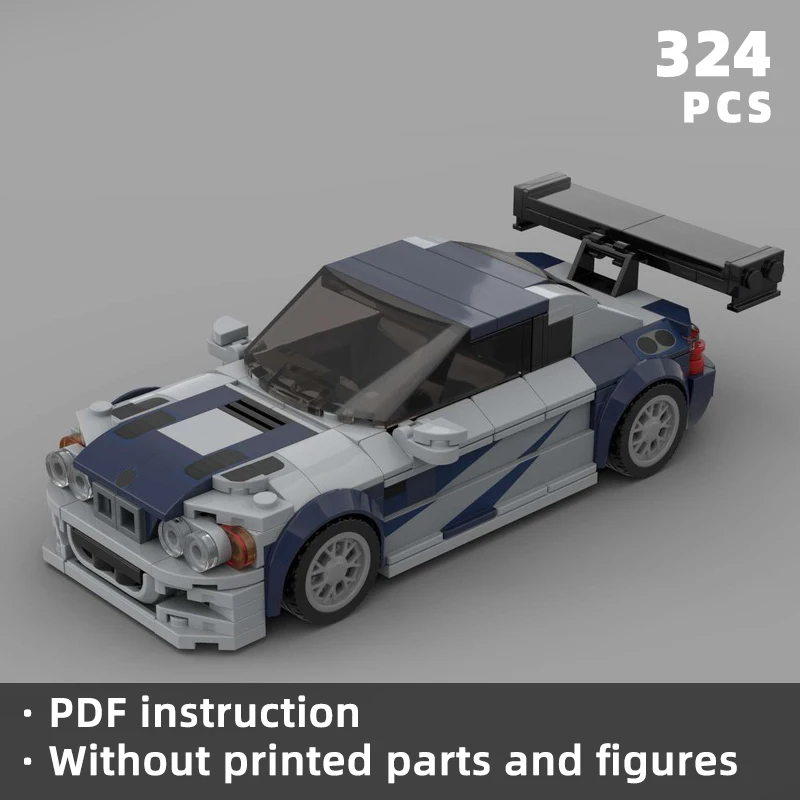 authentic M3 E46 GTR speed champions race car bricks 8 stud supercar sport car blocks custom building moc unique display klocki