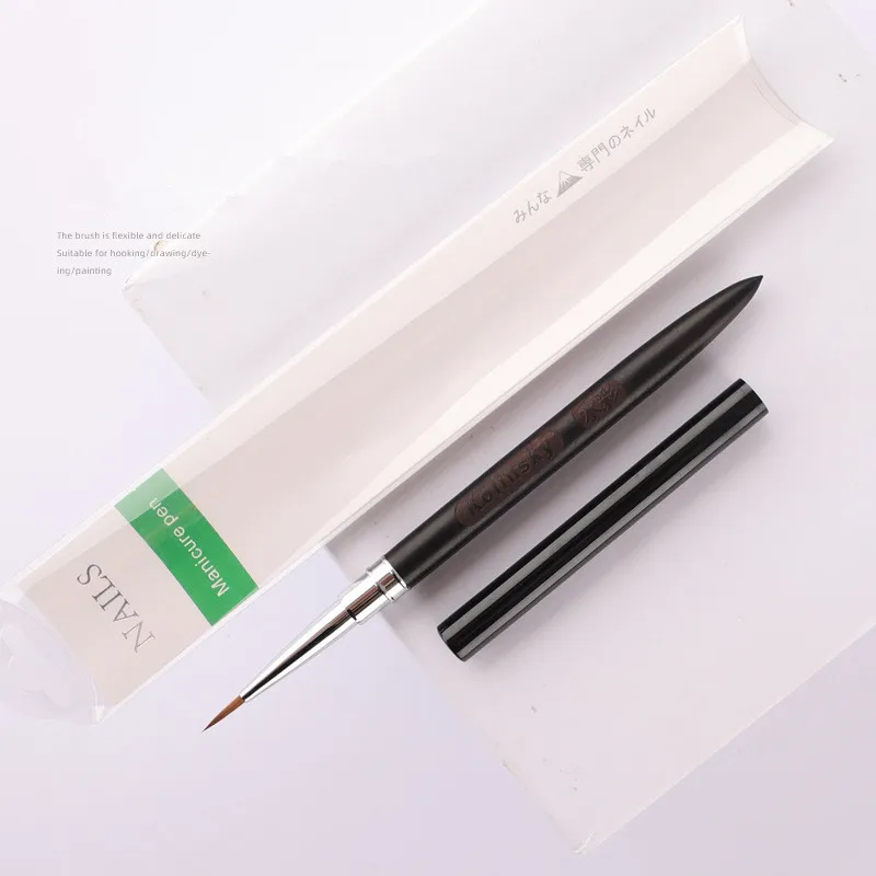 1/2 قطعة خشب الصندل مقبض كولينسكي مسمار بطانة فرشاة مسمار اللوحة القلم أكريليك الأشعة فوق البنفسجية هلام فرش كريستال مانيكير أداة فرشاة الأظافر #5