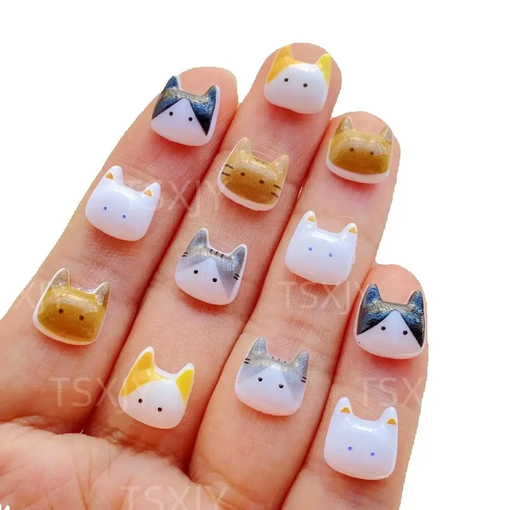 50pcs Cute Mini Cartoon Animal Kitten Nail Art Flatback Stone Figurines Scrapbook Charm DIY Jewelry Decor Crafts