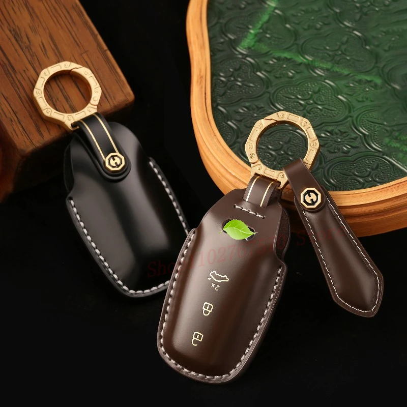 

Высококачественный индивидуальный чехол для ключей из натуральной кожи, защитная сумка-брелок для Audi A5L A6L E-Tron Q6L E-Tron 25, автомобильный аксессуар