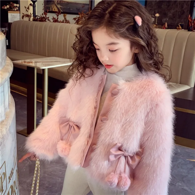 Girls' Fur Coat Autumn Winter Clothing 2025 New Style Fashionable Small Fragrance Style Cotton Jacket Warm Imitation Fur Coat