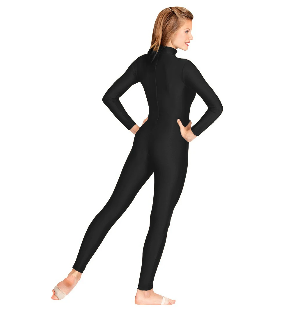 Women Spandex Ballet Unitard Mock Neck Long Sleeve Dance Suit One-piece Costumes Full Body Leotard Bodycon Jumpsuits Footless