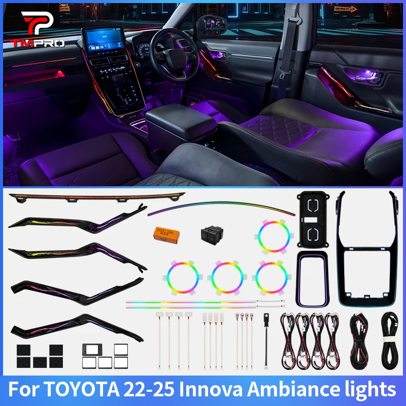 

TMPRO 64 Colors LED Ambient Lighting For Toyota Innova 2022-2025 Automotive Interior Decoration