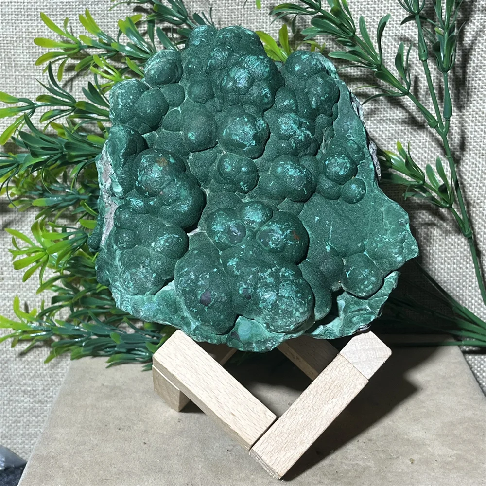 

1309g Crystal Natural Green Malachite Raw Specimen Druzy Minerals Stone Quartz Reiki Wicca Geode Garden Room Decoration+Stand