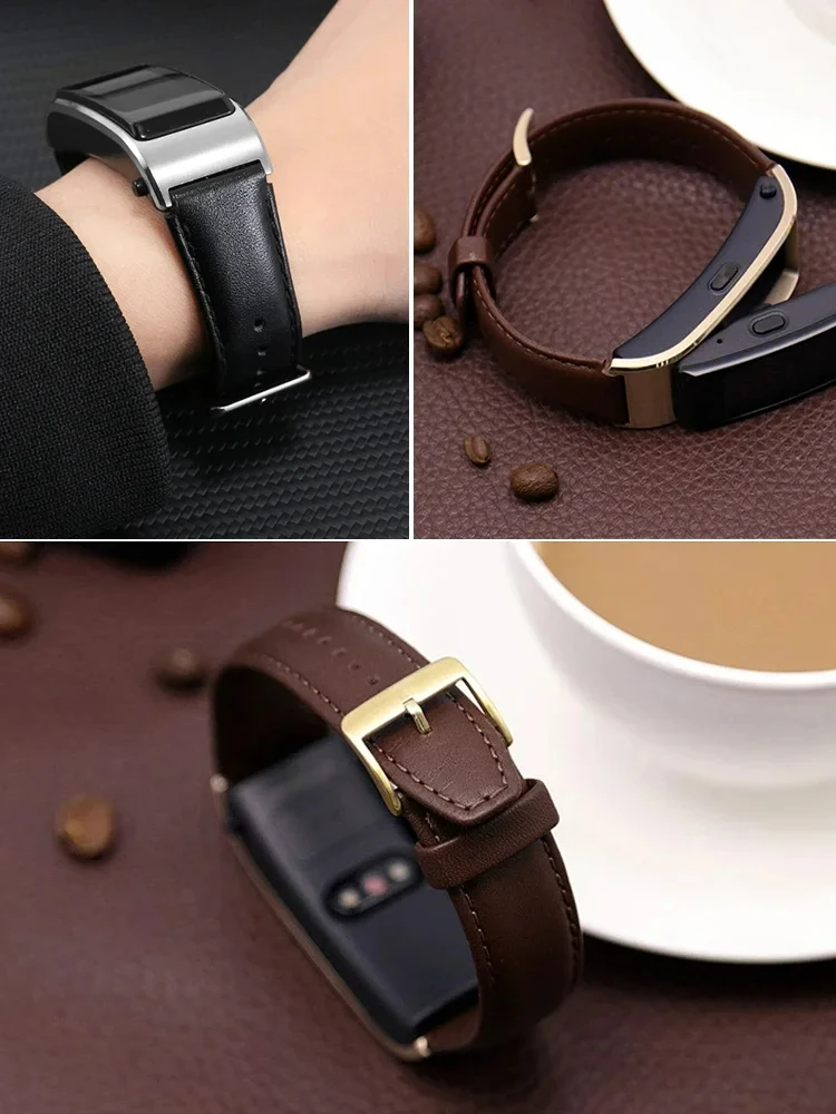 Adapted To Replace Huawei B5 Bracelet Watch with Leather Original Sports Smart Business Men and Women To Replace Mocha Brown.