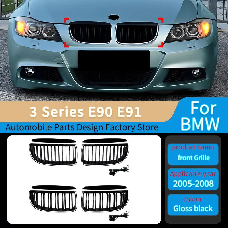 

Grill for BMW 3 Series E90 E91 2005-2008 Front Kidney Grille with Led Racing Grill Replacement Hood Mesh Grid Body Kits Tuning