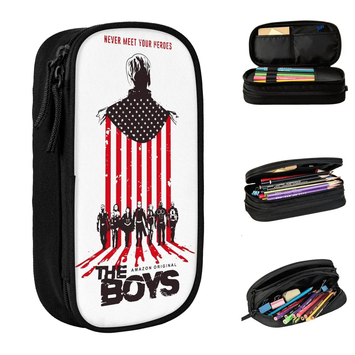 The Boys Never Meet Your Heroes Pencil Case Double Layer Large Capacity For School Pencilcase Amazing Gift