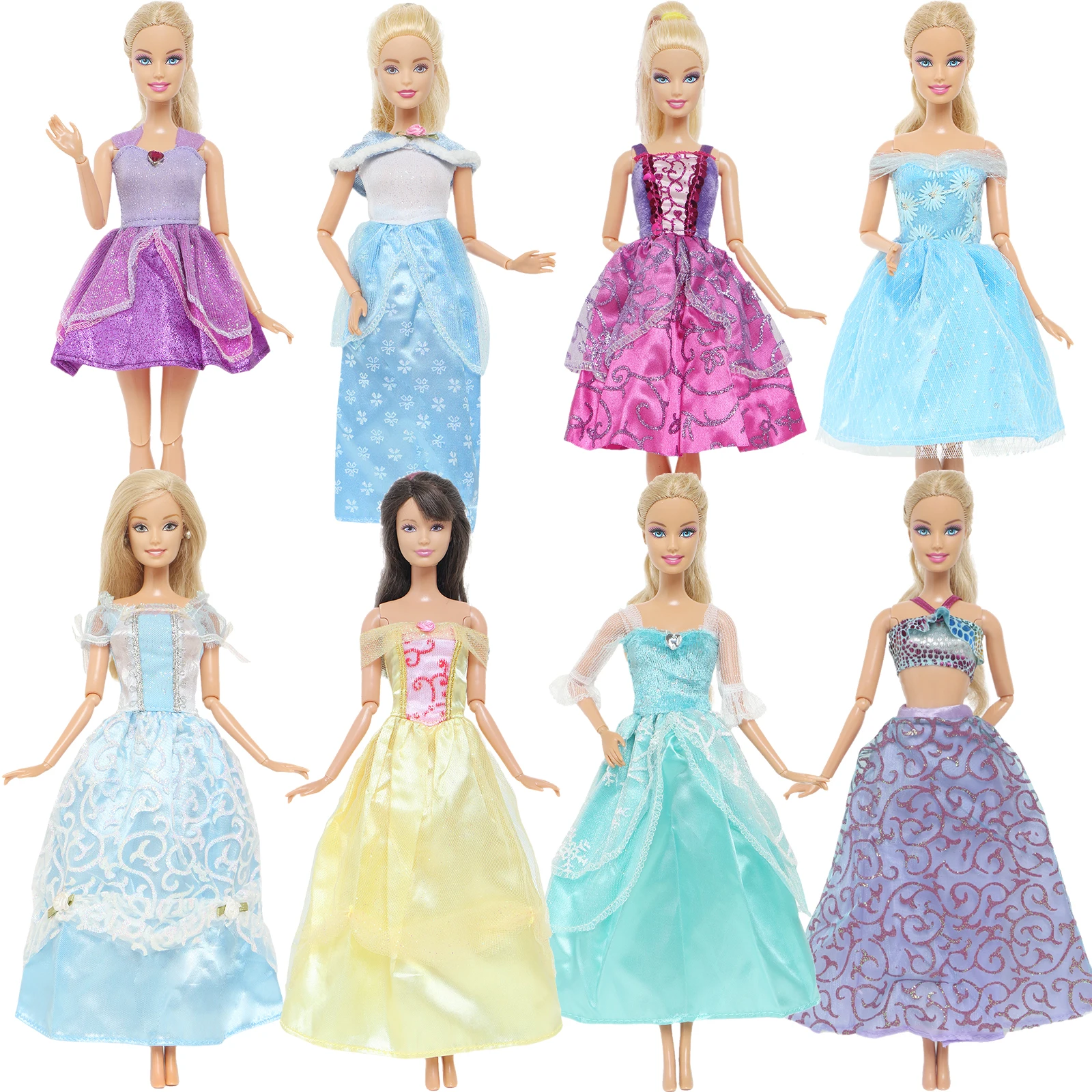 BJDBUS 1 Pcs Mix Style Doll Dress Skirt Daily Casual Wear Colorful Clothes for Barbie Doll Accessories Dollhouse DIY Baby Toys