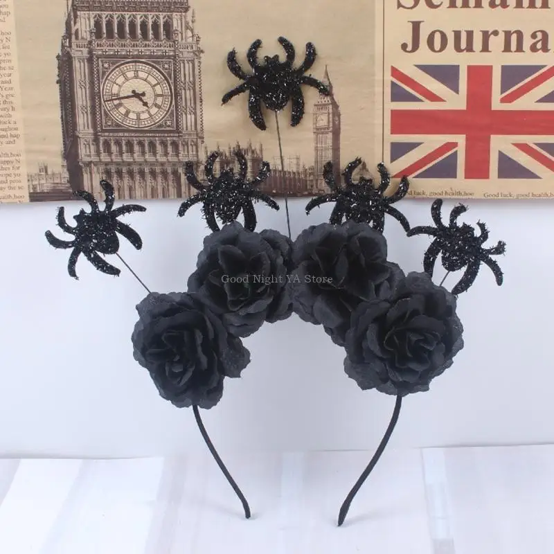 عصابة رأس على شكل تيجان الهالوين على شكل عنكبوت للبنات، عصابة رأس على شكل زهرة هالو