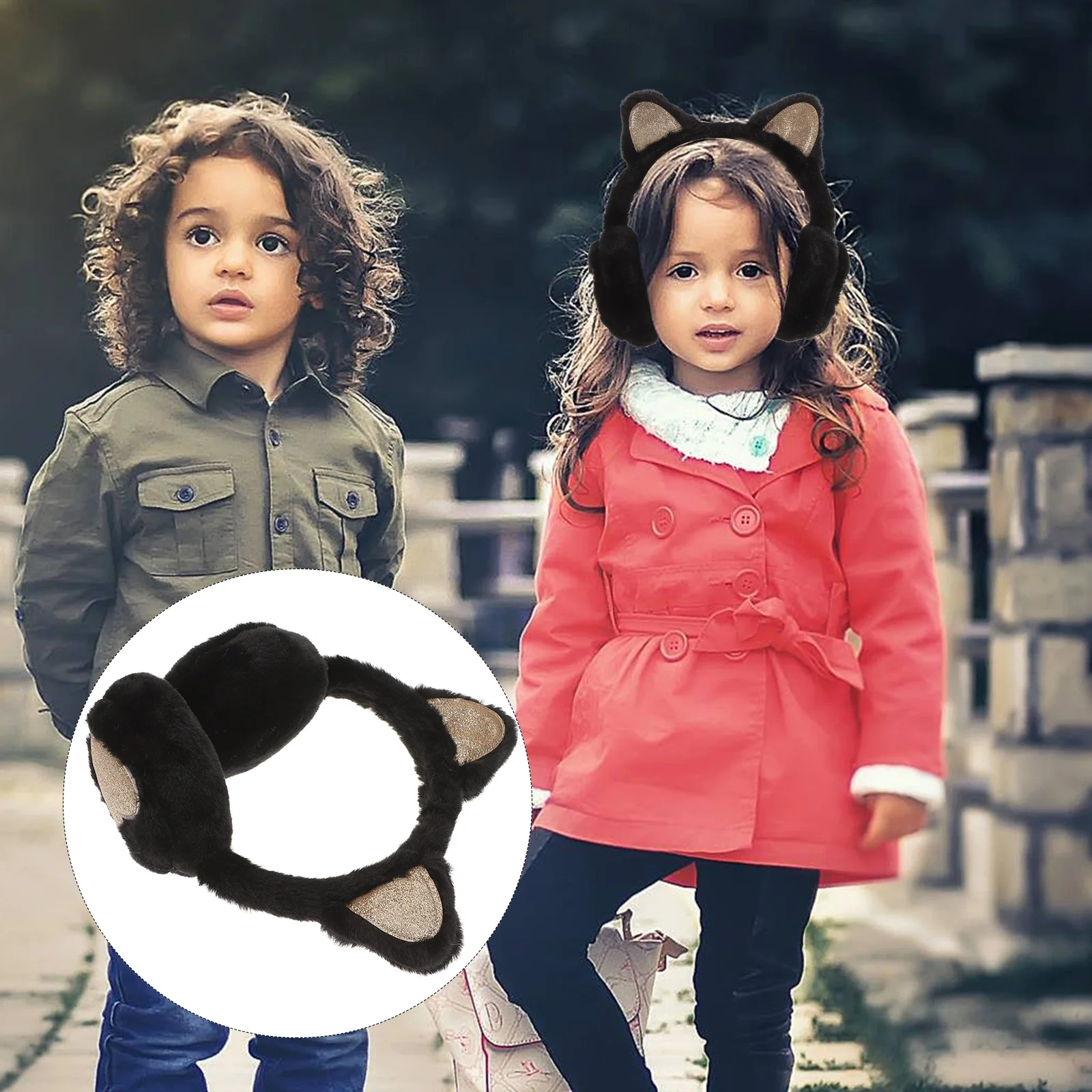 Crianças gato orelha earmuff pelúcia orelha muff inverno quente earmuff orelha aquecimento capa crianças inverno earmuff