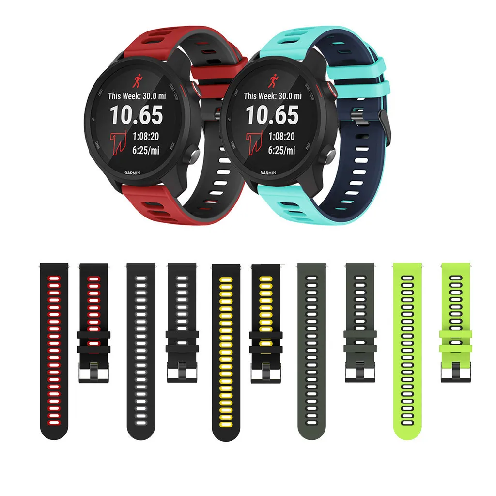 سيليكون حزام 20 مللي متر 22 مللي متر ل Garmin Forerunner 265 255 245 245 متر 645 645 متر 55 158 165 الموسيقى حزام الساعات تنفس