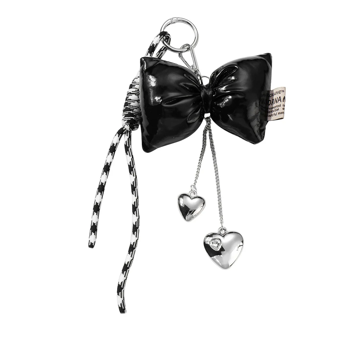 Sweet Romance black Key buckle bowknot mirror Pendant Hand woven rope Backpack ornament