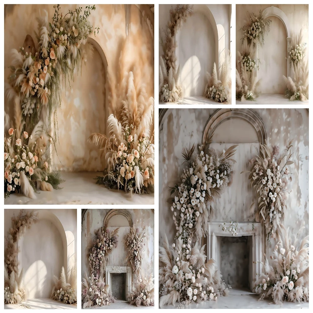 

White Floral Boho Photography Background Room Arch Adult Birthday Wedding Pregnant Woman Portrait Decoration Photo Studio