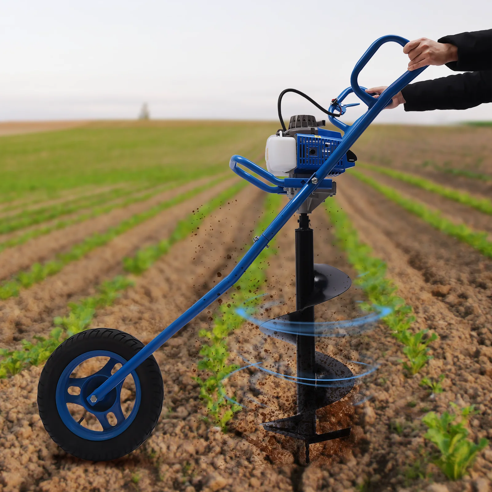 

300mm drill bit, 63CC 2.2KW Blue excavator (sold separately), Hole Punch Ground Drill Pit Digger Gasoline Hand Push Agriculture