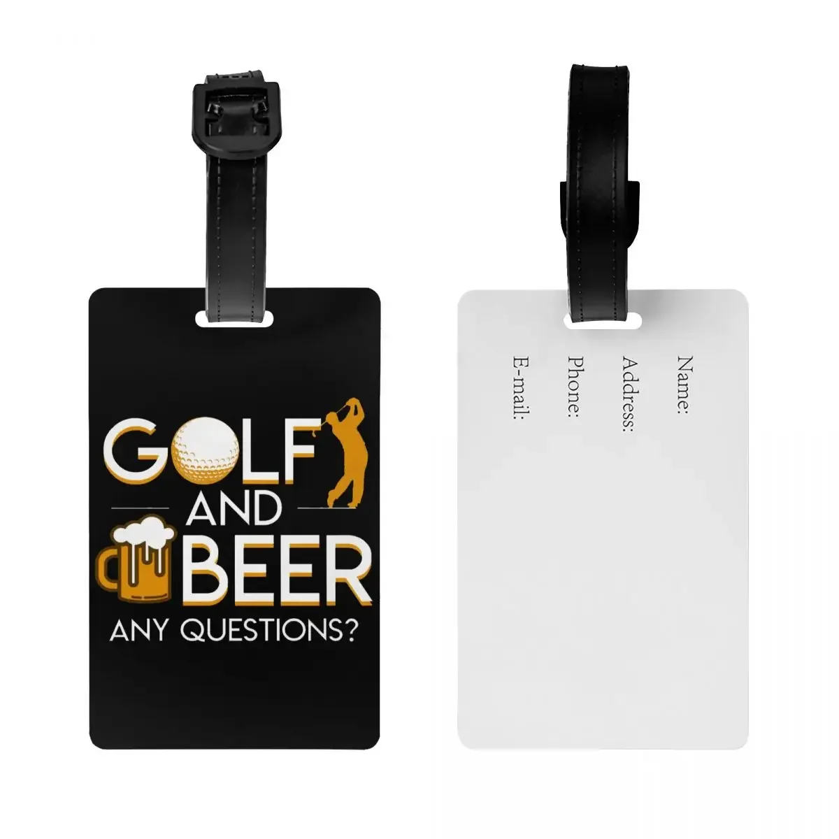 Custom Golf And Beer Luggage Tag Privacy Protection Baggage Tags Travel Bag Labels Suitcase