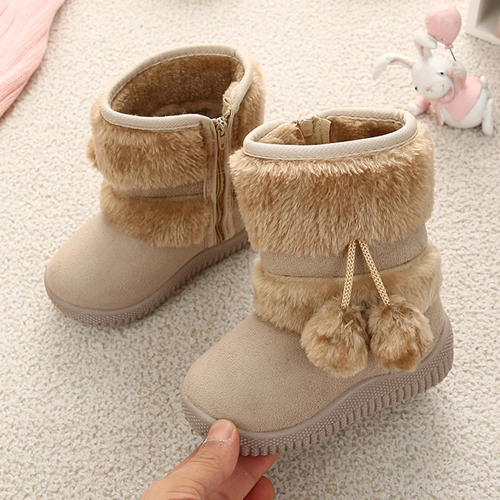 

1 Pair Baby Toddler Girls Winter Warm Snow Boots Non-Slip Soft Bottom Prewalker Shoes For Cold Weather Comfortable Cute Gift
