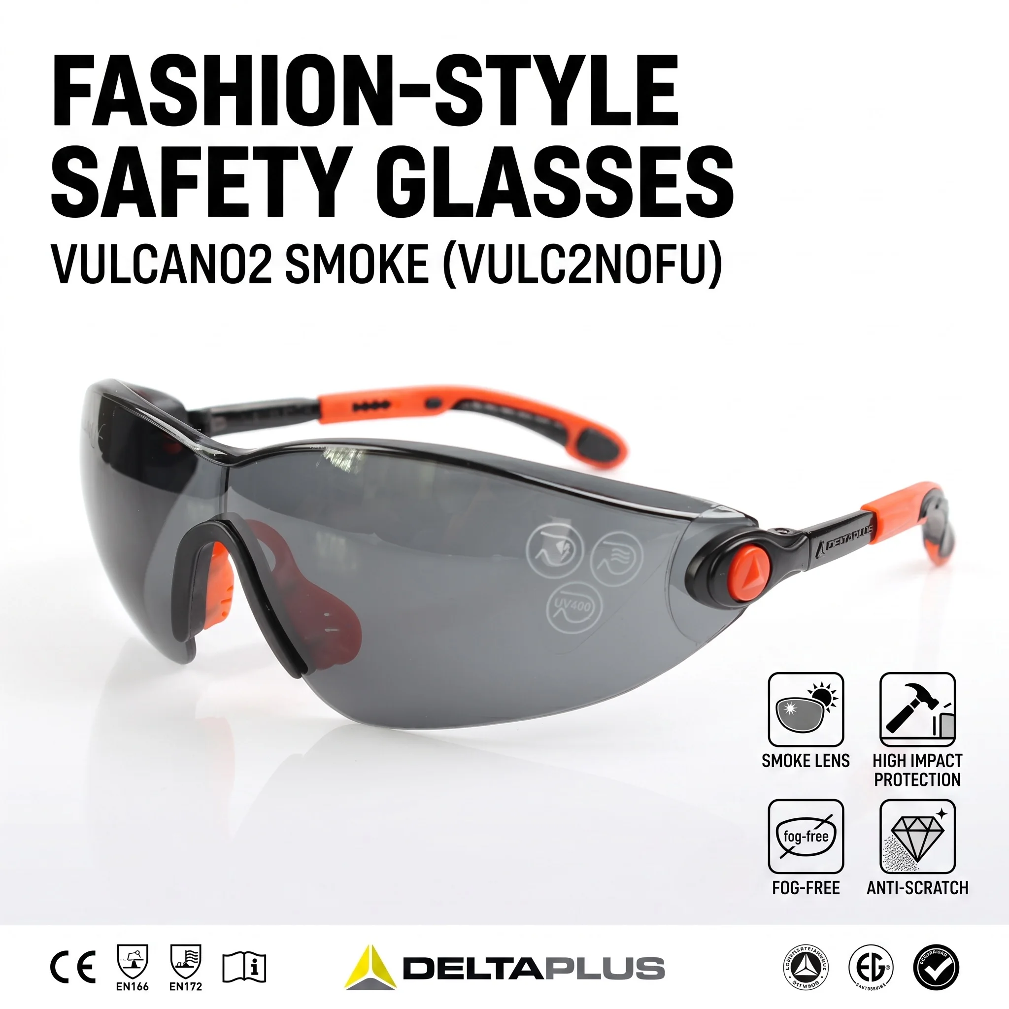 DELTA PLUS Safety Glasses VULCANO2 Anti Fog Scratch Protection Eyewear Industrial Outdoor Cycling Sun Smoke Work Goggles CE