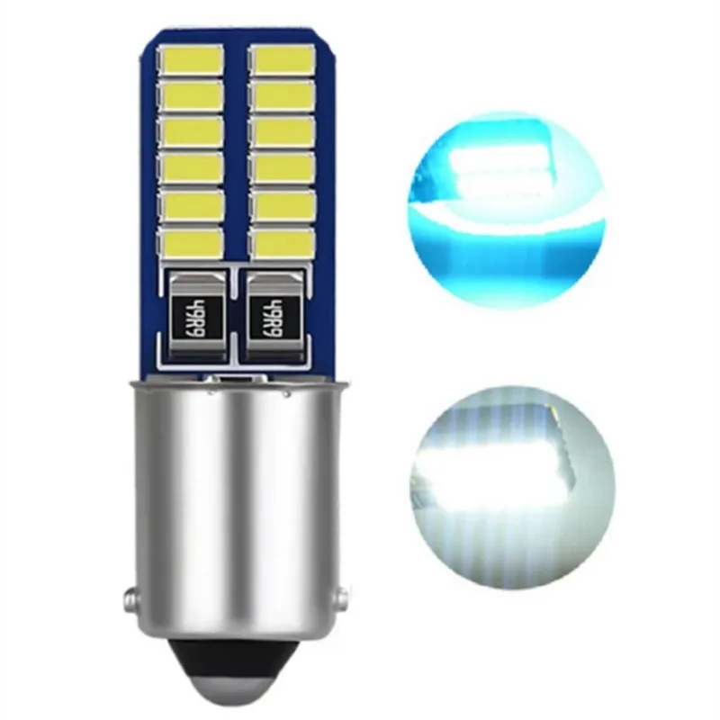 

2pcs BA9S LED T4W Bulbs 3014 24smd White Auto LED Trunk Lights License Plate Lamp DC 12V