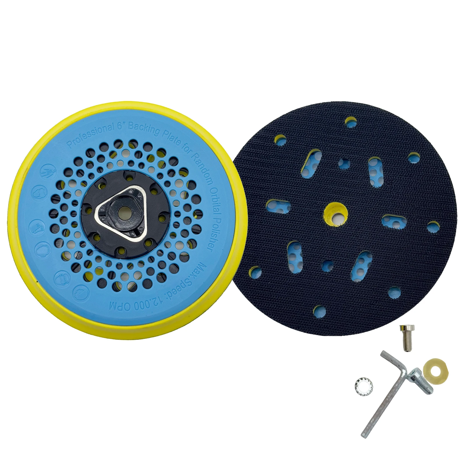 

6-дюймовая шлифовальная подушечка 150 мм, 17 отверстий, опорная пластина, абразивные электроинструменты с крючком и петлей для полировки двойного действия, шлифовальная машина, полировка