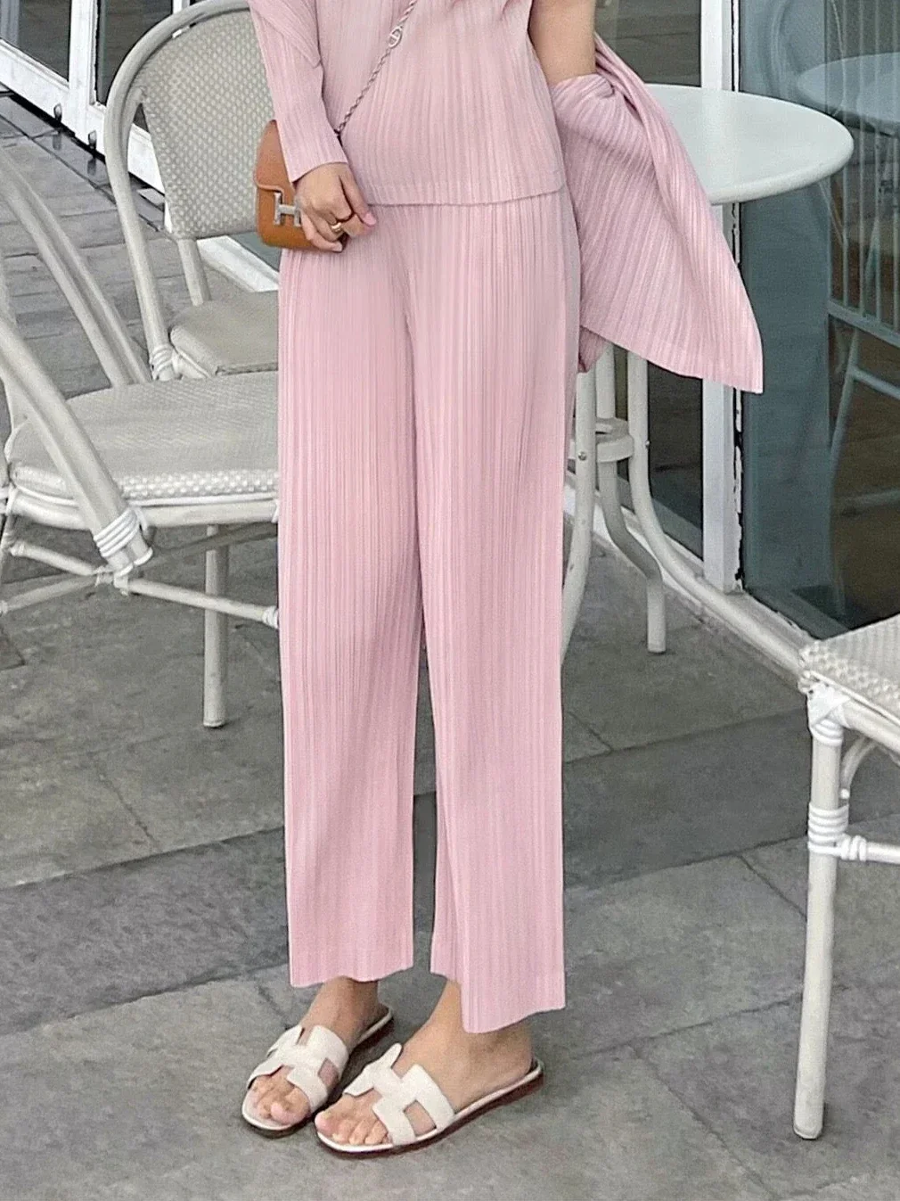 ALSEY Pleated Women's Straight Pants Pleated Wide Leg Pants High Waist Draped Casual Pants 2024 Summer New