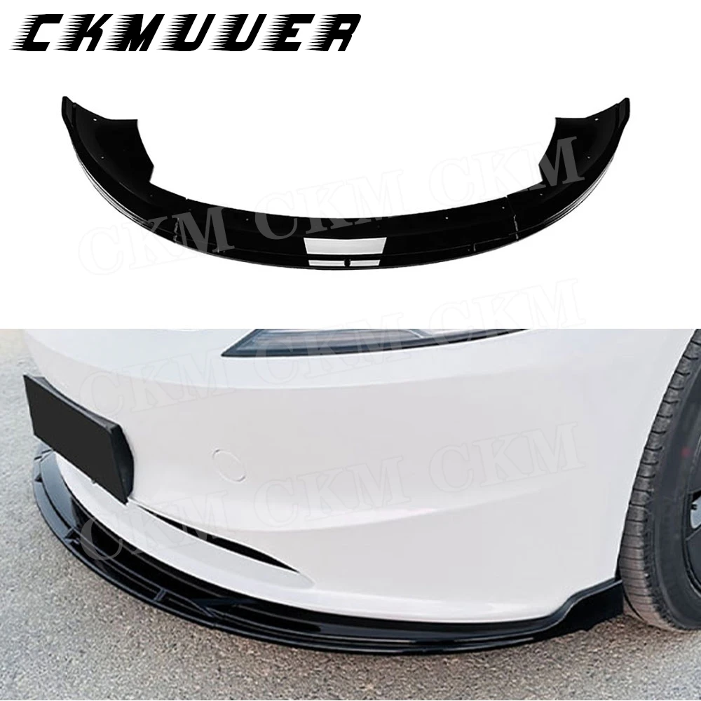 

CKMUUER ABS Material High Quality Front Bumper Lip Spoiler Chin Car Body Kits Accessories For Tesla Model 3 2023+