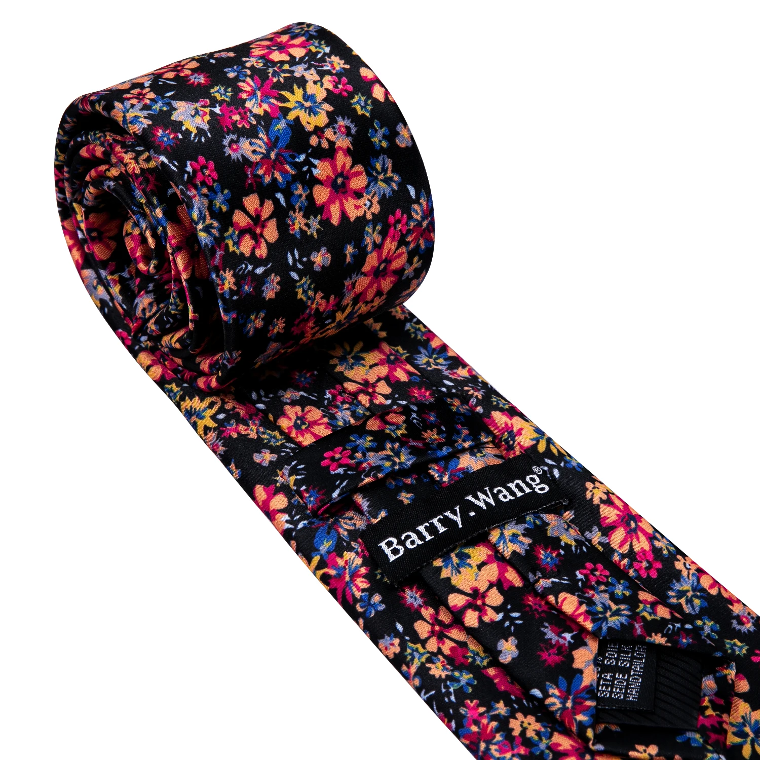 Designer Mens Tie Jacquard Necktie Pocket Square Cufflinks Set Black Orange Multie Floral for Male Men Wedding Busniess Party