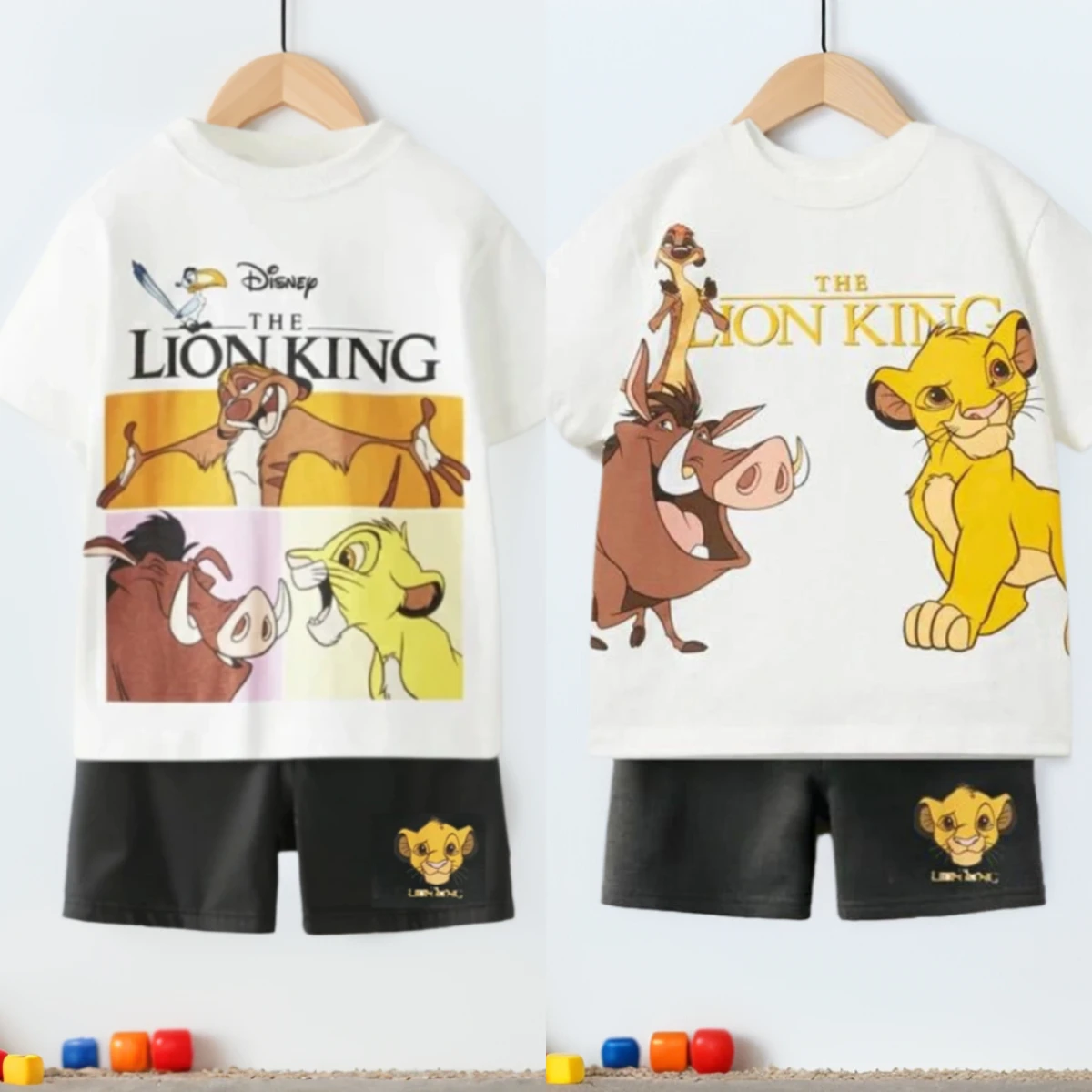 

Одежда The Lion King для детей, спортивная повседневная одежда для мальчиков, комплект из 2 предметов, футболки с героями мультфильмов + брюки, спортивный костюм Disney для малышей