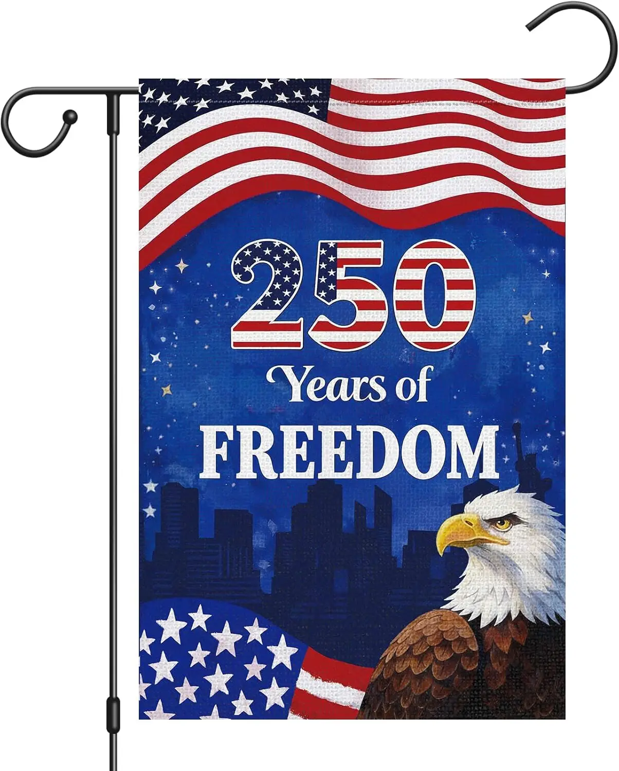 Heyfibro 250 Years of Freedom Patriotic Garden Flag 12x18 Double Sided Burlap,1776-2026 Bald Eagle & American Flag 250th IIC