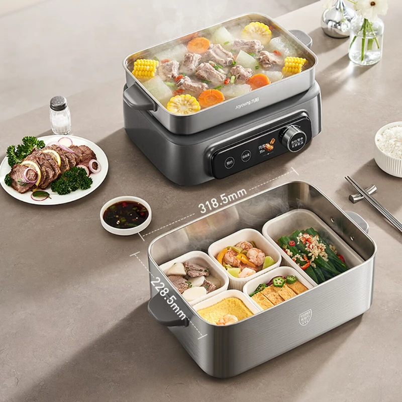 Titanium Stainless Steel Electric Food Steamer Wide Tray Digital Steam Cooker Uncoated for Seafood Vegetables Home Use 전기 찜기