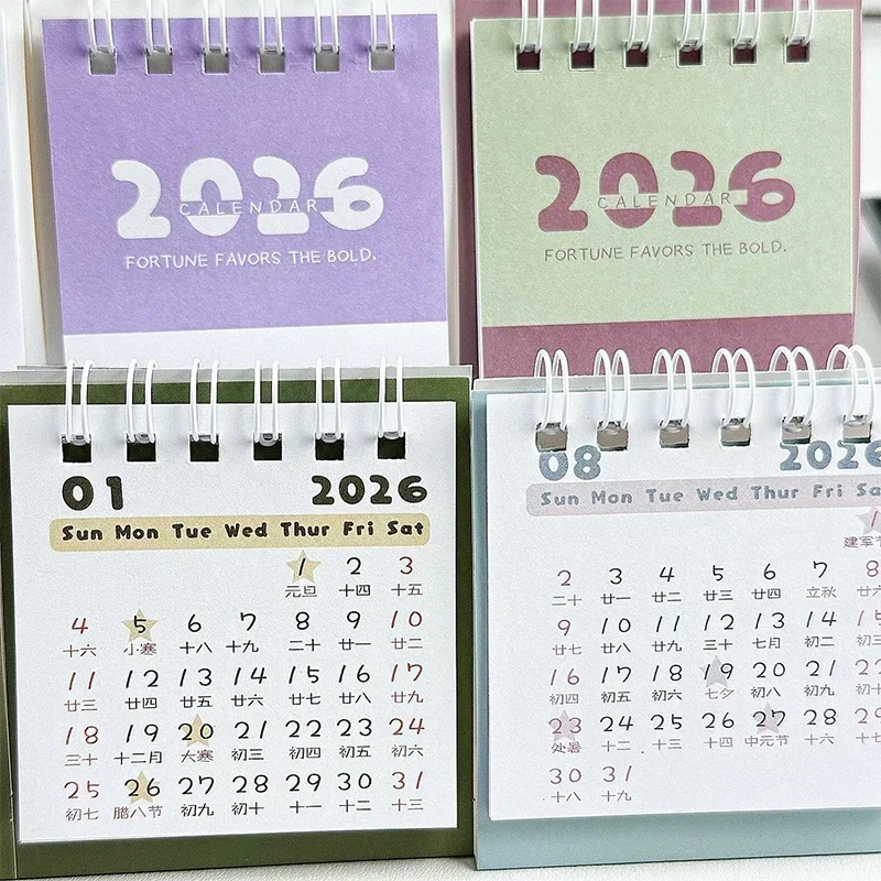2026 Mini Simple Calendar Small Desk Calendar Creative Coil Calendar Planner Desktop Decoration Office Stationery