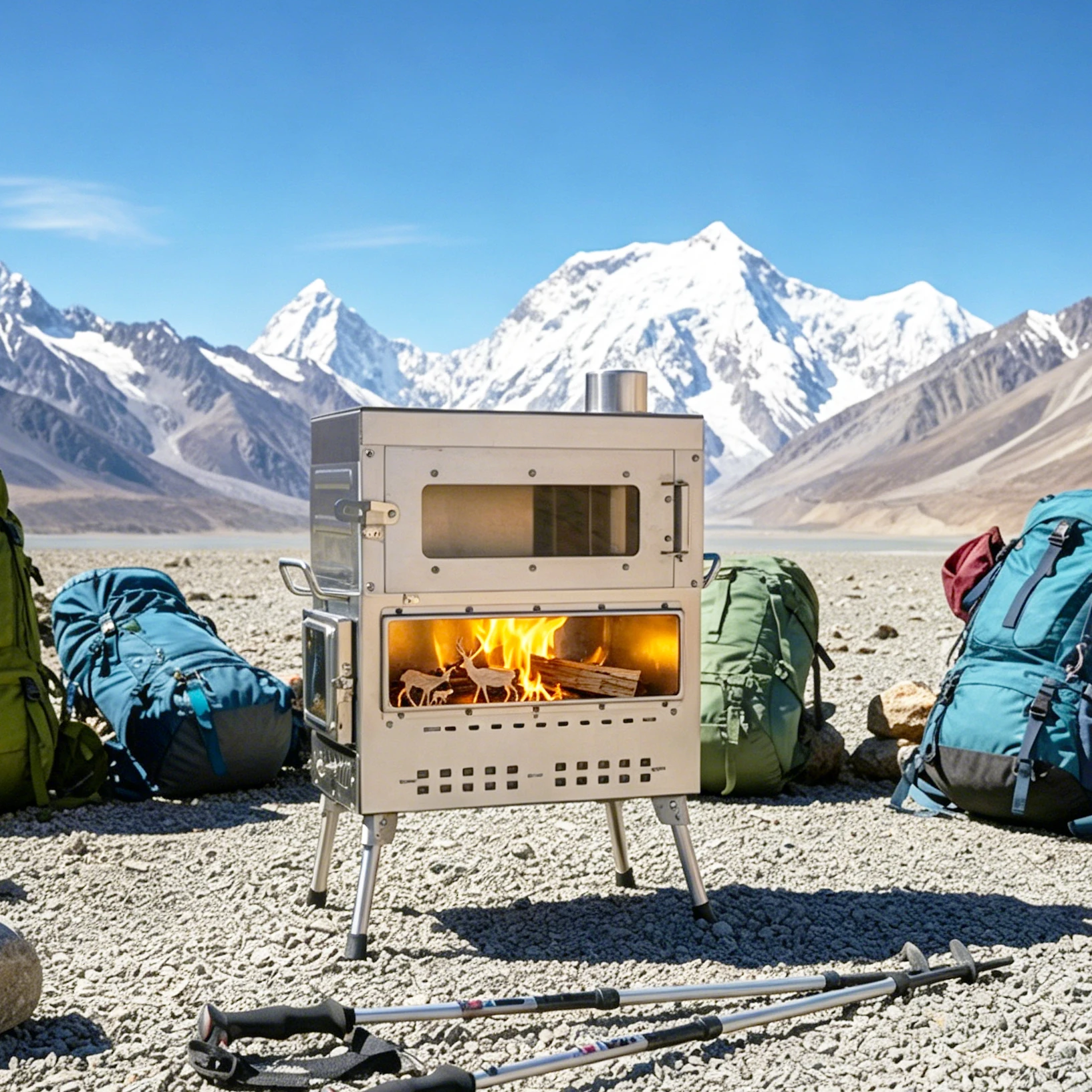 Camping Cooking Tent - Premium Stainless Steel Wood Burning Camping