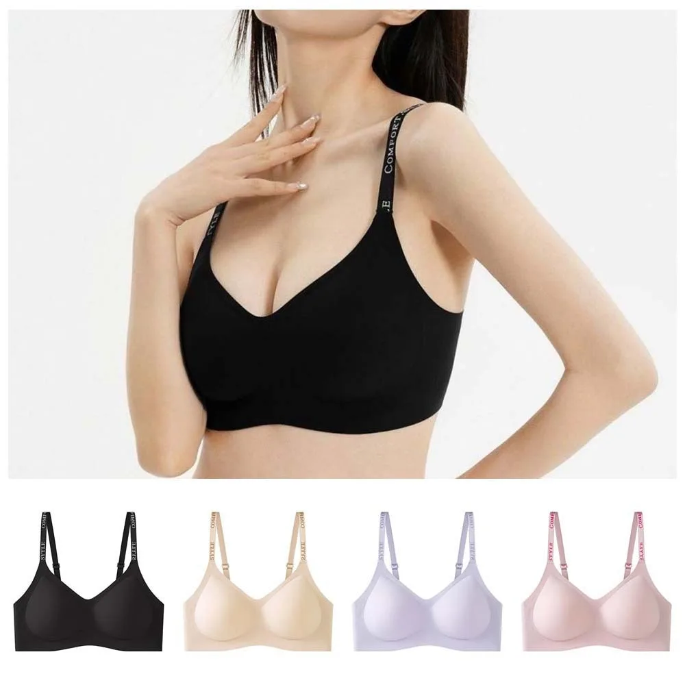 Black Nude Purple Pink Wireless Deep V Bra Seamless Close-fitting Brassiere for Women No Trace Beautiful Back Girls Seamless Bra