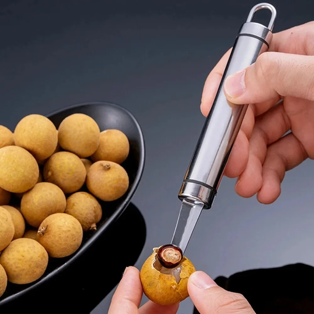 Durable Stainless Steel Longan Corer Handheld Rustproof Shrimp Line Digger Silver Professional Cherry Core Remover Lychee