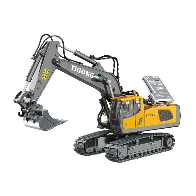 New 1:20 Rc Alloy Excavator 2.4g High Tech Vehicle Engineering Cars Model Toys Desktop Collection Decorate Boys Birthday Gifts