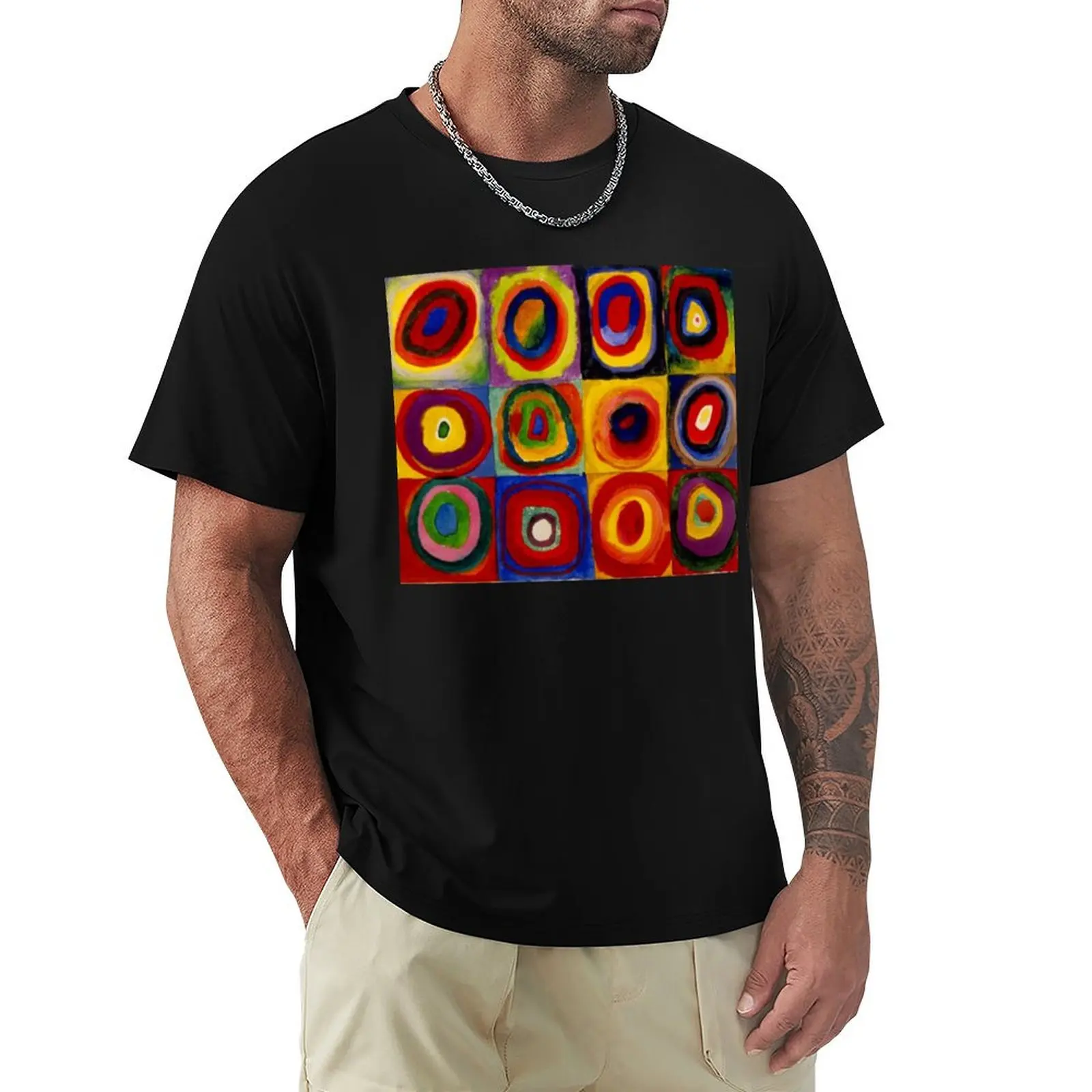 Kandinsky - Squares with Concentric Circles Kandinsky Color Study T-shirt for a boy Blouse mens cotton t shirts