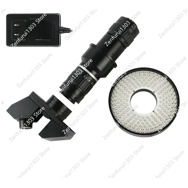 10-180X 2D 3D Industrial Stereoscopic Monocular C mount Zoom Lens Adjustable 4 Zones LED Light For HDMI USB Microscope