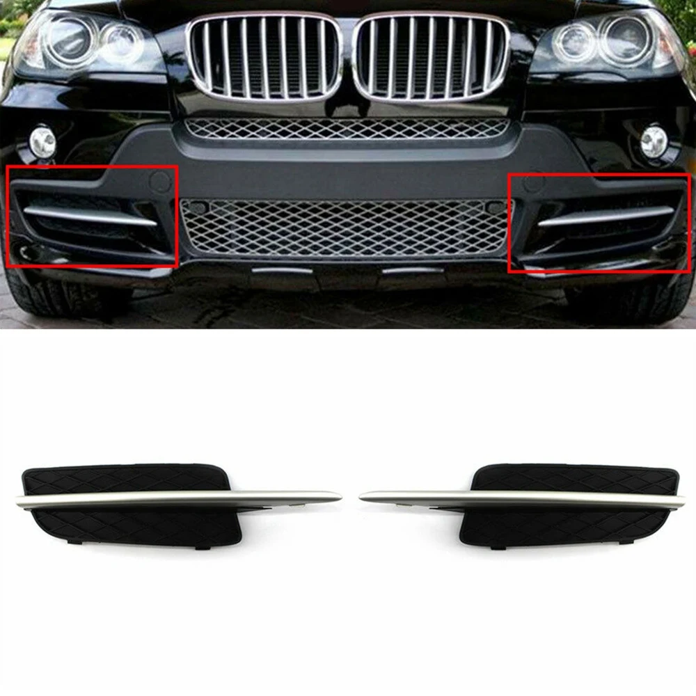 Car Front Bumper Lower Grille Cover & Chrome Trim For-BMW X5 E70 X6 E71 2007-2010 51117159593/51117168923