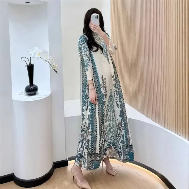 YUDX Abaya plissettato - Polsino ondulato verde oliva, abito da donna modesto mediorientale 2025 Nuovo arrivo - Burqa da indossare quotidiano