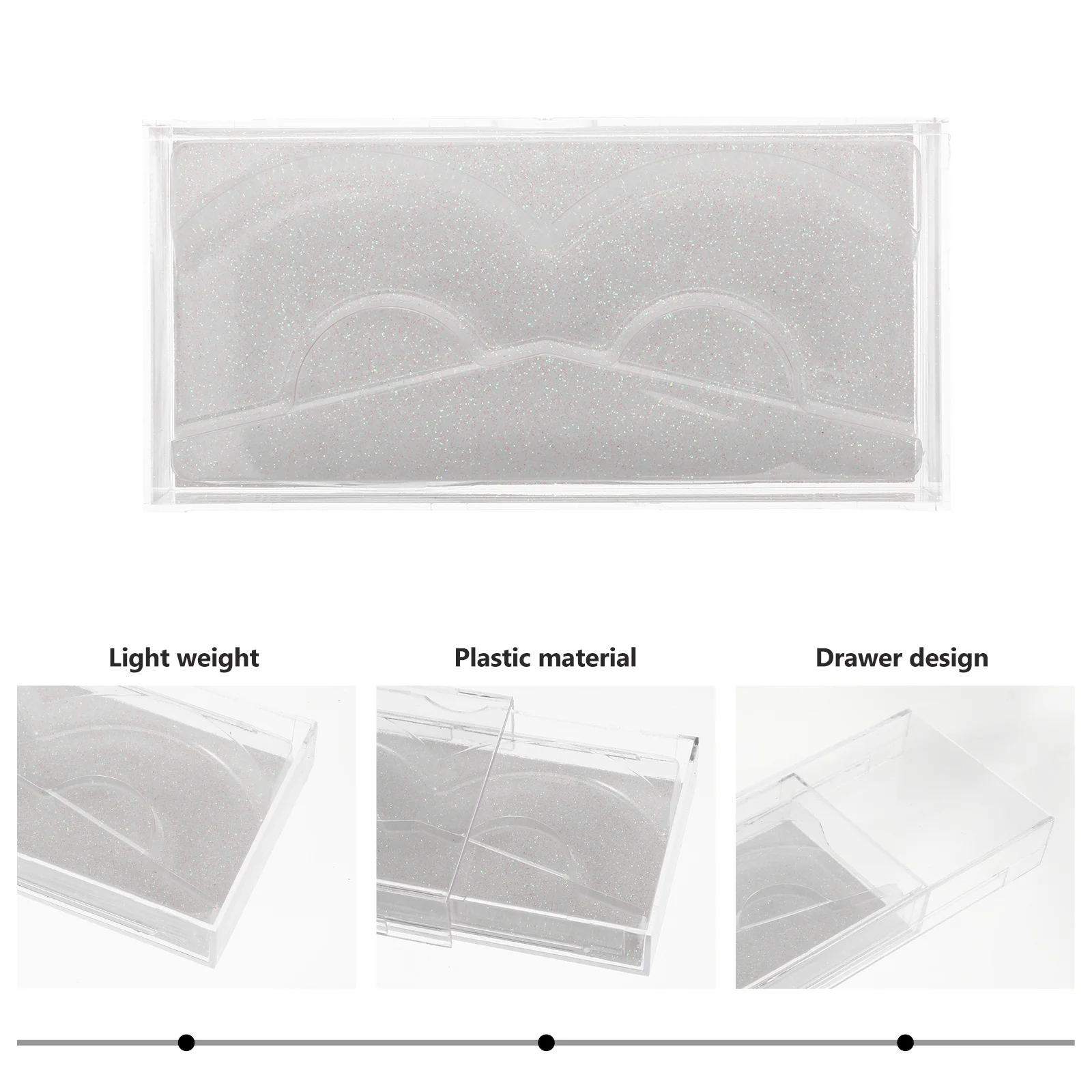 

6Pcs Drawer Type False Eyelash Case Organizer Portable Plastic Lash Storage Box Glitter Bottom Cards Securely Holds Clean