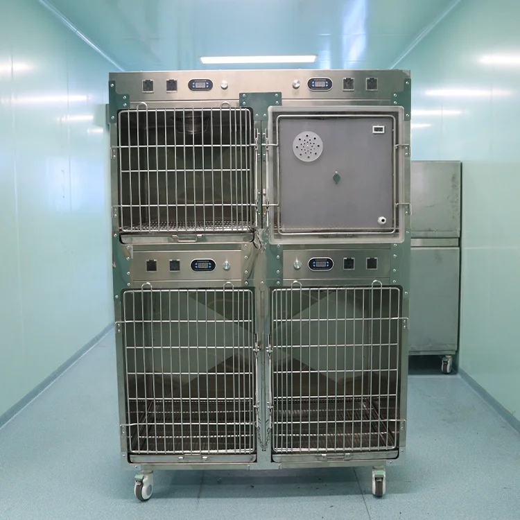 

Veterinary Stainless Steel Dog Kennel Pet Cage Therapy Warm Oxygen Cage for Pet Cat
