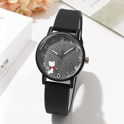 Reloj de cuarzo de marca de lujo para mujer, relojes de pulsera con esfera de gato encantador, estilo deportivo, correa de silicona, regalo para niña, envío directo