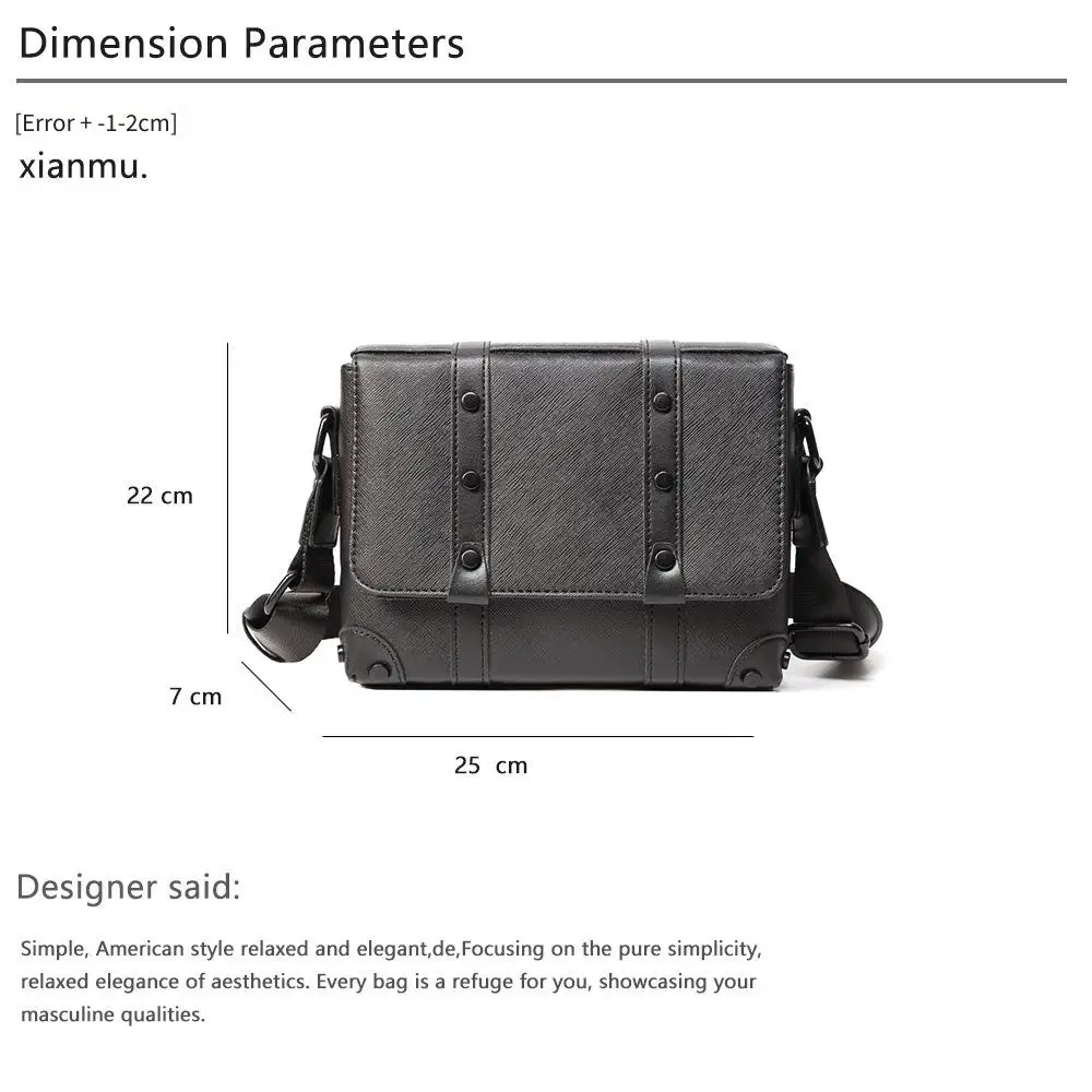 New Men's Crossbody Bag Luxury Large Capacity Shoulder Bag Trendy Horizontal Messenger Bag