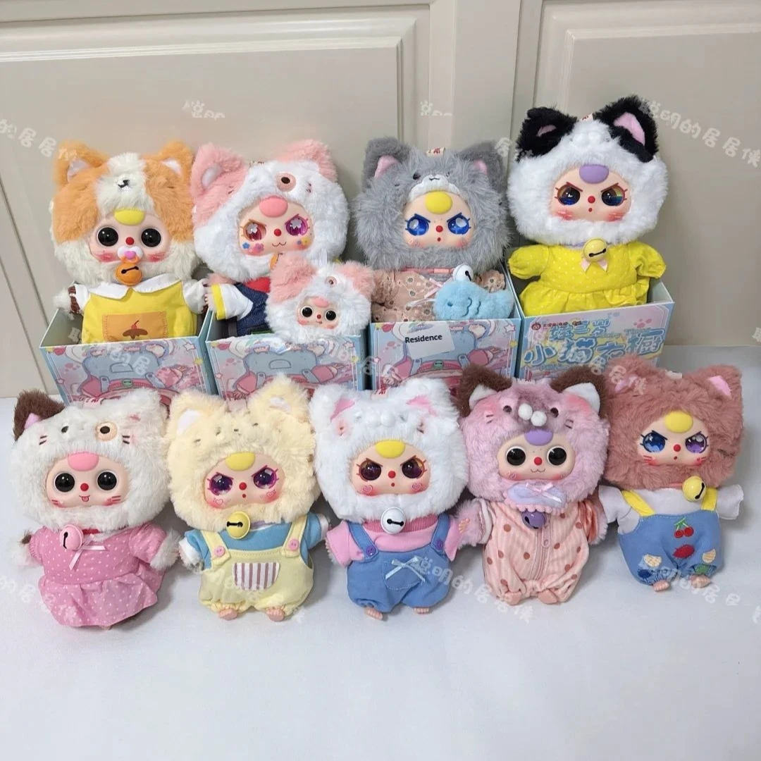 Baby Three 정품 새 출시 새끼 고양이 옷장 플러시 비닐 블라인드 박스 소장품 - 6개/세트 트렌디한 생일 선물 인형