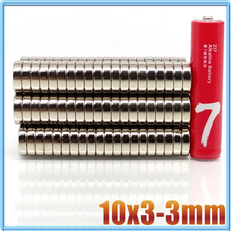 10x3-3mm 5/10/20/50/100/500pcs N35 Strong Neodymium Round Magnet Permanent Magnetic Materials Imanes 10*3 Hole3 Craft Diy Fridge