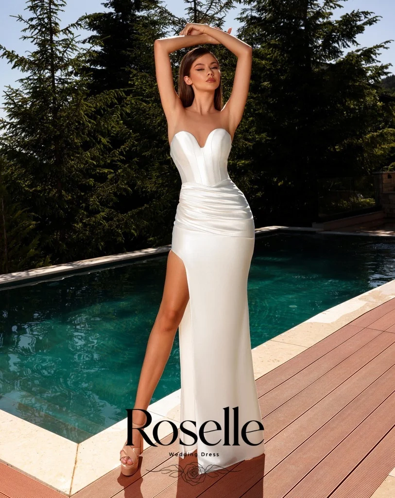 ROSELLE Elegant Sheath Wedding Dress Sweetheart High Side Slit Sleeveless Backless 2026 Bridal Gown Customized свадебное платьеl