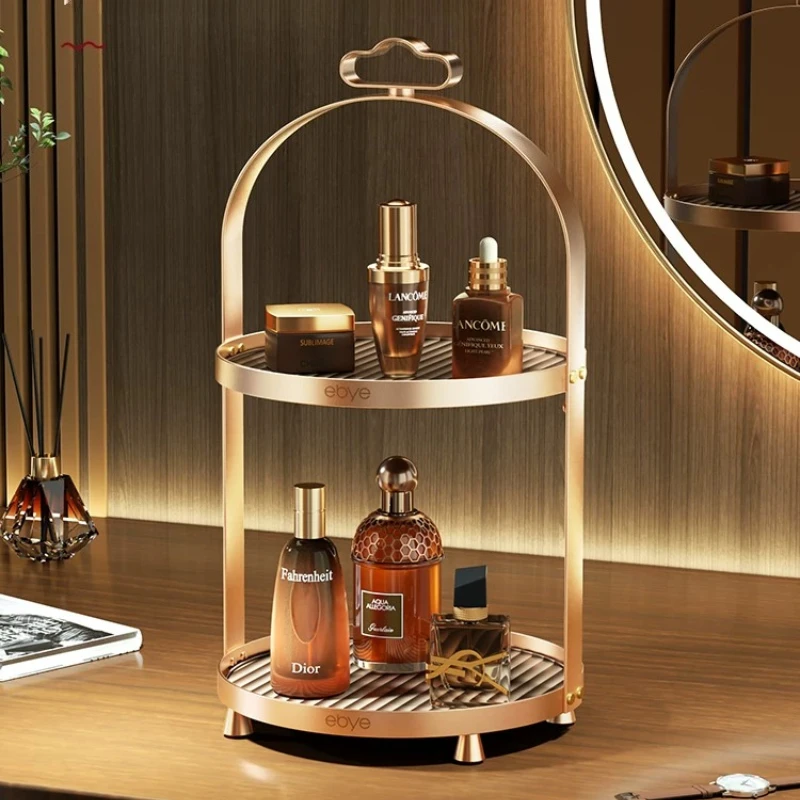 Light Luxury Rose Gold Aluminum Countertop Rack Storage Shelf Skin Care Cosmetics Toiletries Organizer Racks Bathroom Supplies